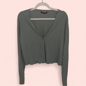 SHEIN Olive Green Crop Cardigan